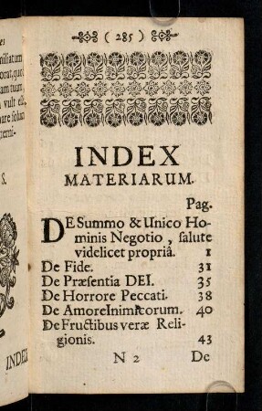 285-290, Index Materiarum.