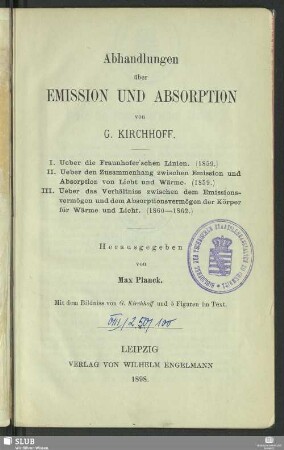 Abhandlungen über Emission und Absorption