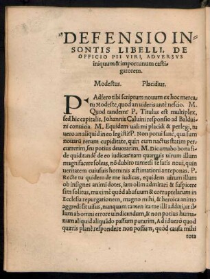 Defensio Insontis Libelli, De Officio Pii Viri, Adversus iniquum & importunum castigatorem.