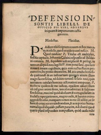 Defensio Insontis Libelli, De Officio Pii Viri, Adversus iniquum & importunum castigatorem.