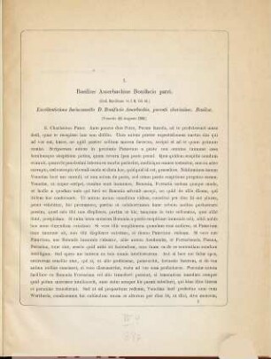Universitati Litterarum et Artium Bononiensi solemnia saecularia octava A. D. III. idus iunias anni MDCCCLXXXVIII celebranti pie sincereque gratulantur Universitatis Basiliensis rector et senatus : insunt Amerbachiorum epistolae mutuae Bononia et Basilea datae