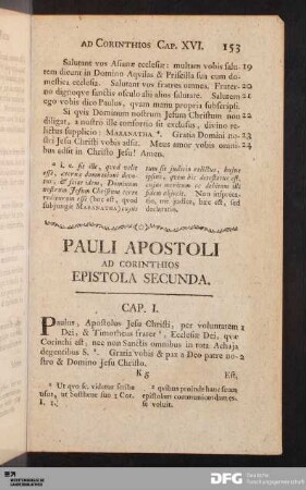 Pauli Apostoli ad Corinthios Epistola Secunda.