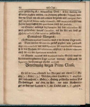 Verordnung wegen Prima Classe.