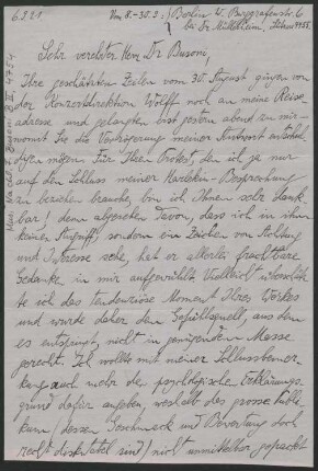 Brief an Ferruccio Busoni : 06.09.1921