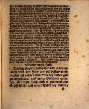 Continuatio Diarii, Auß dem Kayserl. Feld-Lager vor Belgrad, vom 21. biß 27. Junii : Den 14. Julii 1717