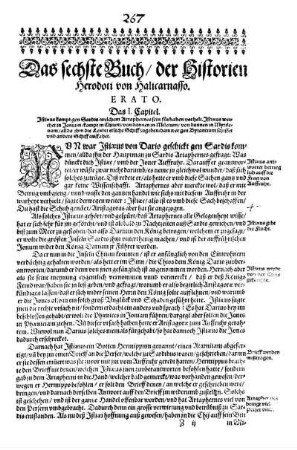 Das sechste Buch/ der Historien Herodoti von Halicarnasso. Erato.