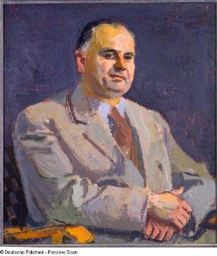 Bergander, Rudolf: Porträt Johannes Paul Thilman (1906-1973; Komponist). Öl, Leinwand; 79 x 69 cm. 1957. Dresden: Kunstfonds des Freistaates Sachsen