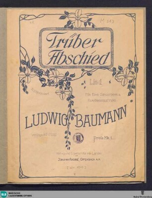 Trüber Abschied : Lied für eine Singstimme mit Klavierbegleitung