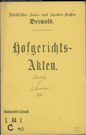 Clasingsche Erben gegen Konrad Culemann - Schuldforderung