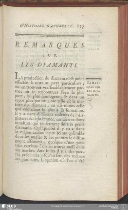 Remarques Sur Les Diamants