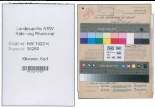 Entnazifizierung Karl Kloewer , geb. 14.10.1920 (Bahnpolizist)