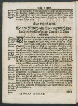 Das Erste Capitel. Was die Menschliche Seele eigentlich seye ...