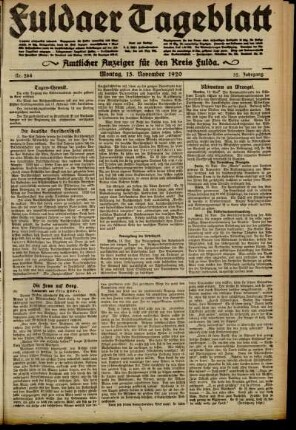 Ausgabe vom Montag, den 15. November 1920.