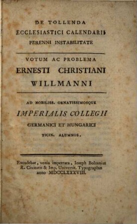 De tollenda ecclesiastici Calendarii perenni instabilitate