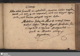 Stammbucheintrag von Melchior Sebisch. Straßburg, März 1664