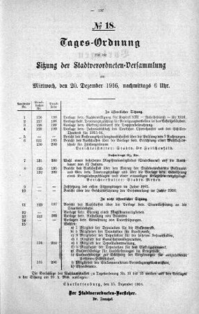 Tages-Ordnung, 20. Dezember 1916