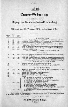 Tages-Ordnung, 20. Dezember 1916