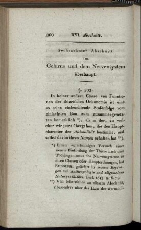 Sechszehnter Abschnitt. Vom Gehirne und dem Nervensystem überhaupt