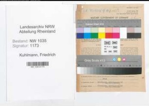 Entnazifizierung Friedrich Kuhlmann , geb. 08.05.1895 (Steiger)