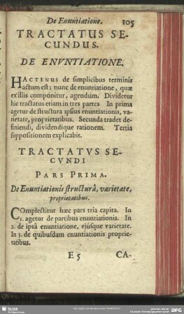 Tractatus Secundi. De Enuntiatione