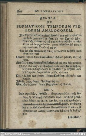 Regulae De Formatione Temporum Verborum Analogorum