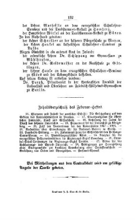 Inhaltsverzeichniß des Februar-Heftes