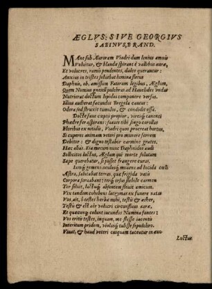 Aeglus: Sive Georgius Sabinus, Brand.