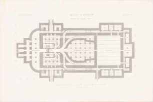 Neues Theater (Oper), Frankfurt/Main: Grundriss Keller (aus: Atlas zur Zeitschrift für Bauwesen, hrsg. v. L.v.Tiedemann, Jg. 33, 1883)