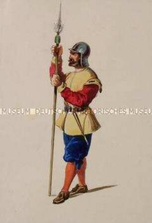 Soldat mit Pike und Helm - Tafel aus Franceschini/Kostümbilder (Kassette 1)