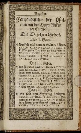 Concordantiæ der Psalmen mit den Hauptstücken des Catechismi.