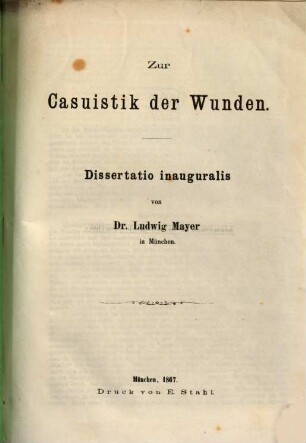 Zur Casuistik der Wunden