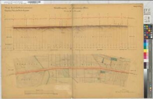Bahnlinie Münster-Rheda-Lippstadt: Nivellements- und Situationsplan, Blatt 4: km 7,000 bis km 9,000, M. 1:2.500 und M. 1:250 Vp.: Hannover, Münster