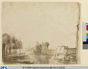 Stadtmauer am Kanal mit Schwänen