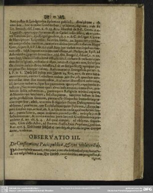 Observatio III. De Constitutione Pacis publicae, & ejus violatoribus