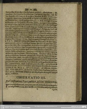 Observatio III. De Constitutione Pacis publicae, & ejus violatoribus