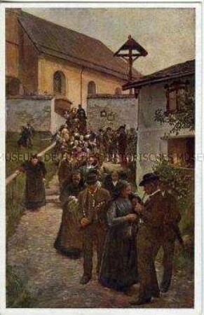 Dorfszene, Postkarte des Deutschen Schulvereins, Nr.1080
