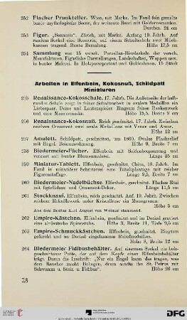 Arbeiten in Elfenbein, Kokosnuß, Schildpatt Miniaturen (Nr. 255-288)