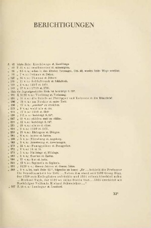 XI-XII, Berichtigungen