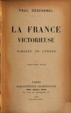 La France victorieuse : Paroles de guerre