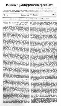 No 1, 7. Januar 1837