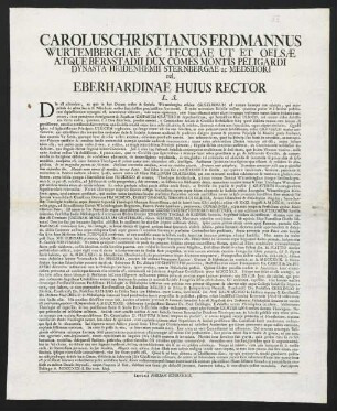 Carolus Christianus Erdmannus Wurtembergiae ac Tecciae...