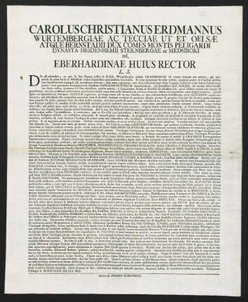 Carolus Christianus Erdmannus Wurtembergiae ac Tecciae...