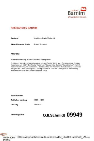 Materialsammlung zu den Choriner Festspielen