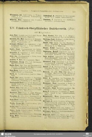 XIV. Fränkisch-Oberpfälzischer Bezirksverein.