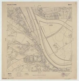 24 : [Dresden Kaditz, Briesnitz, Kemnitz, Stetzsch, Mickten, Übigau, Cotta, Friedrichstadt, Leutewitz, Omsewitz, Mobschatz], 1938 : 24 : [Dresden Kaditz, Briesnitz, Kemnitz, Stetzsch, Mickten, Übigau, Cotta, Friedrichstadt, Leutewitz, Omsewitz, Mobschatz]. - 9. Aufl. - 1:5 000. - [Dresden] : Stadtvermessungsamt , 1938. - 1 Kt. : einfarb.