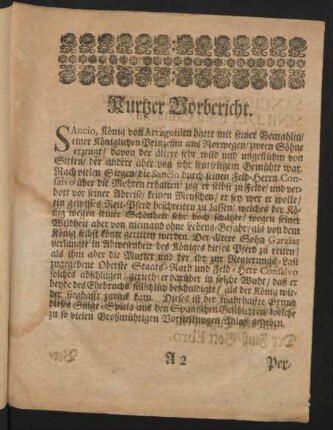 Kurtzer Vorbericht