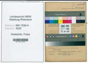 Entnazifizierung Franz Hoelscher , geb. 01.05.1905 (Lehrer)