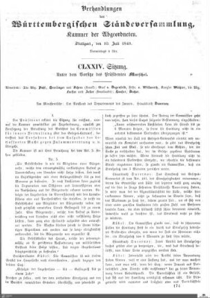 174. Sitzung, Stuttgart, 10.7.1849