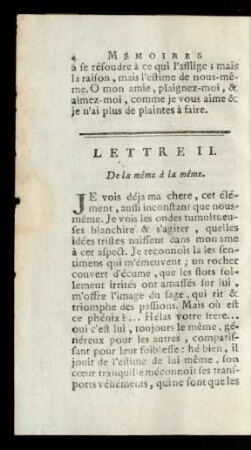 Lettre II. De la même à la même.