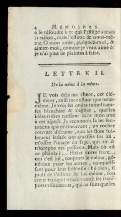 Lettre II. De la même à la même.